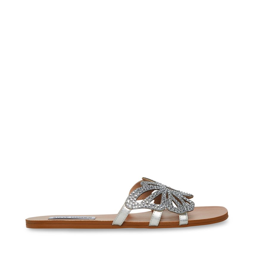 Sandalias de Diapositivas Steve Madden Savannah Mujer Plateadas | ES FR4023